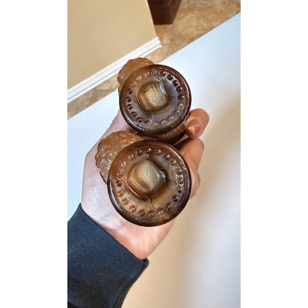 vintage Boyd‎ Glass chocolate swirl slag glass salt and pepper shakers